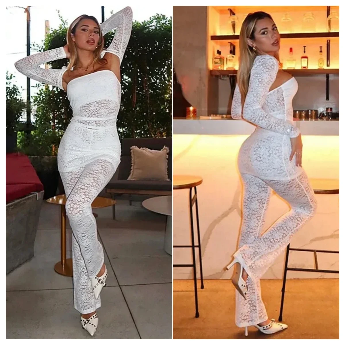 Women Fashion Sexy Lace 3 Piece Set Long Sleeve Cape Strapless Bodycon Mini Dress High Waist Flare Pants Club Party Suits
Women Fashion Sexy Lace 3 Piece Set Long Sleeve Cape Strapless Bodycon Mini Dress High Waist Flare Pants Club Party Suits