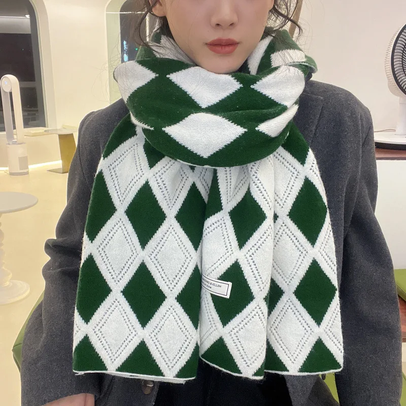 Vintage Scarves Women Winter Double-sided Muffler Rhombic Knitted Woolen Scarfs Warm Thick Shawl Casual Bib Cashmere Neckerchief
Vintage Scarves Women Winter Double-sided Muffler Rhombic Knitted Woolen Scarfs Warm Thick Shawl Casual Bib Cashmere Neckerchief
