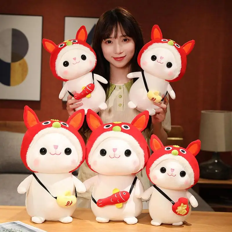 

Chinese Rabbit Plush 2023 Chinese Lunar New Year Decorations Bunny Figurines Spring Festival Party Favors Home Decorations Hugga