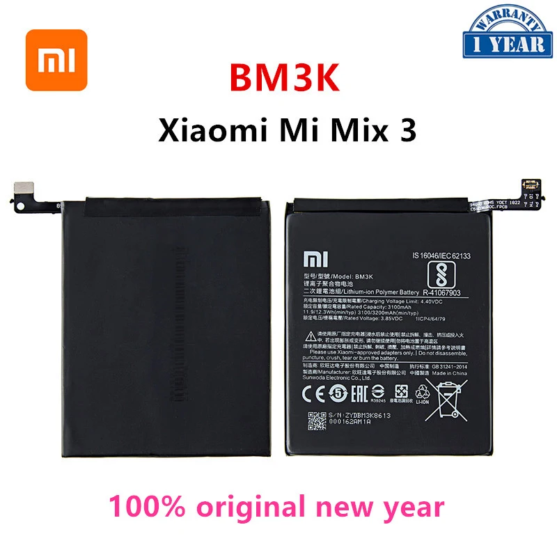 Xiao mi 100% Orginal BM3K 3200mAh Battery For Xiaomi Mi Mix 3 Mix3 BM3K High Quality Phone Replacement Batteries
Xiao mi 100% Orginal BM3K 3200mAh Battery For Xiaomi Mi Mix 3 Mix3 BM3K High Quality Phone Replacement Batteries