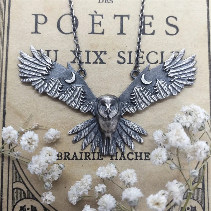 Vintage Goth Silver Color Owl Moon Pendant Necklace Women Jewelry Creative Fashion Gift Aesthetic Necklaces Jewelry Accessories
Vintage Goth Silver Color Owl Moon Pendant Necklace Women Jewelry Creative Fashion Gift Aesthetic Necklaces Jewelry Accessories