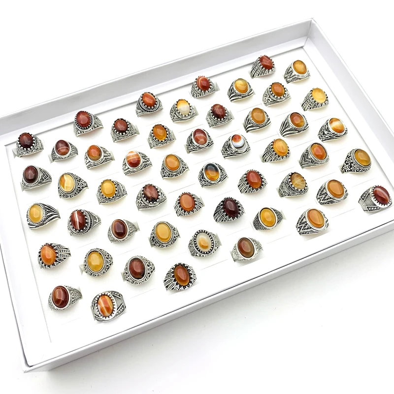 Wholesale 20/30/50pcs Retro Rings For Men Women Silver Plated Natural Red Agate Stone Fashion Jewelry Accessories
Wholesale 20/30/50pcs Retro Rings For Men Women Silver Plated Natural Red Agate Stone Fashion Jewelry Accessories