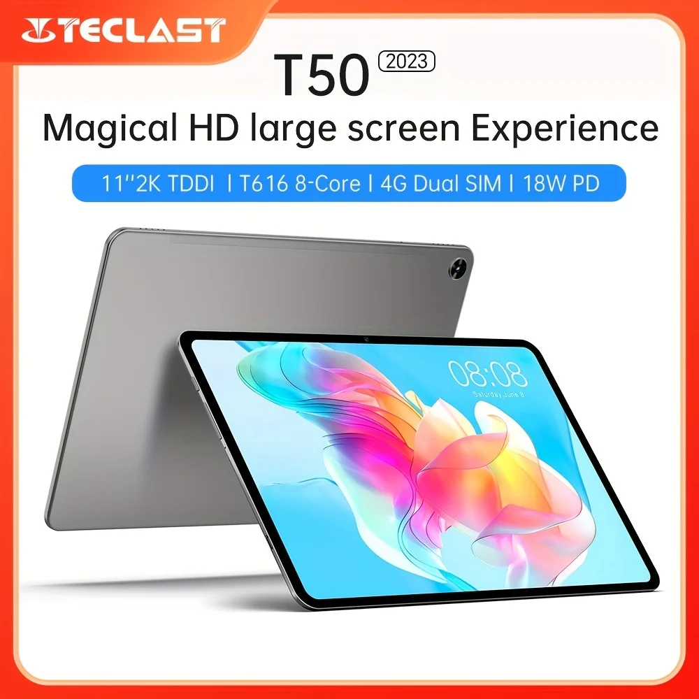

Teclast T50 Tablet PC 11 Inch 2K Incell Screen 8GB RAM 128GB ROM 1TB Expand 8MP Front 20MP Back Camera UNISOC T616 CPU 4 Speaker