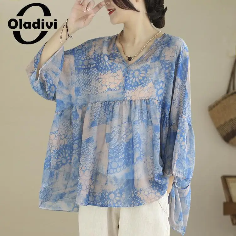 Oladivi Fashion Print Large Size Women Casual Loose Thin Blouses 2023 Summer Oversized Shirts Ladies Big Top Tunics 7XL 8XL 6027
Oladivi Fashion Print Large Size Women Casual Loose Thin Blouses 2023 Summer Oversized Shirts Ladies Big Top Tunics 7XL 8XL 6027