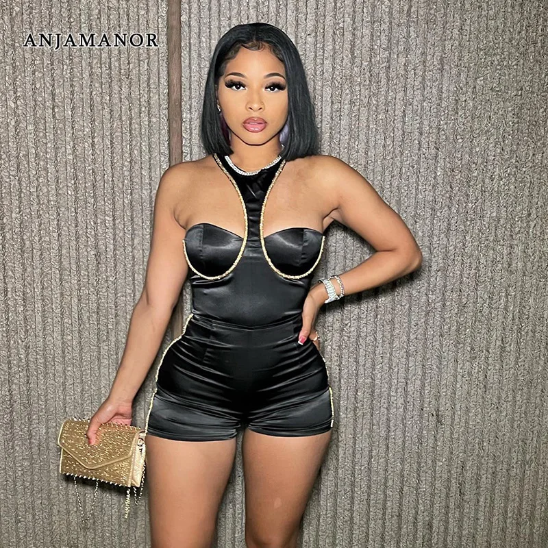 ANJAMANOR Black Sleeveless Bodycon Shorts Rompers and Playsuits Sexy Club Outfits 2022 Summer Jumpsuits for Women D85-DB20
ANJAMANOR Black Sleeveless Bodycon Shorts Rompers and Playsuits Sexy Club Outfits 2022 Summer Jumpsuits for Women D85-DB20