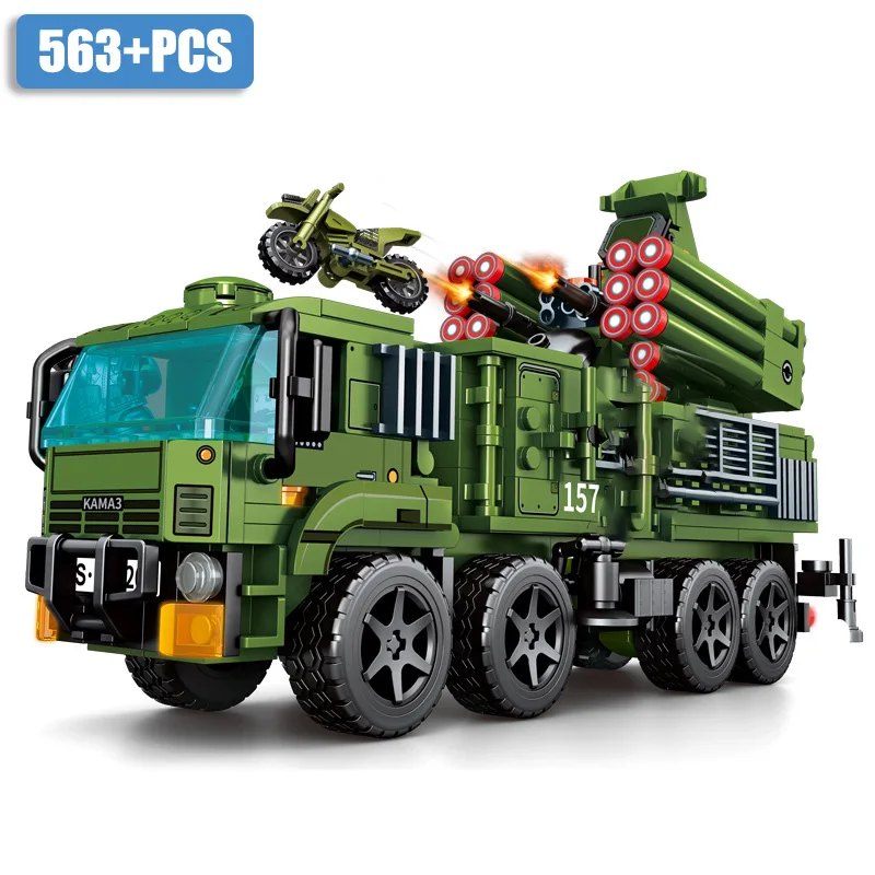 Military 563pcs Missile Launcher Truck Model Weapon Building Blocks DIY Armored Car Assemble Bricks Toys For Children Boy Gifts
Military 563pcs Missile Launcher Truck Model Weapon Building Blocks DIY Armored Car Assemble Bricks Toys For Children Boy Gifts