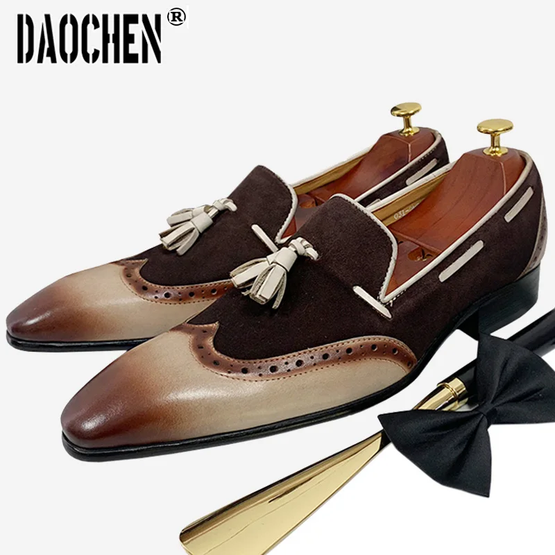 Italian Men Loafers Shoes Black Brown Mixed Color Wingtip Elegant Dress Shoes Office Wedding Genuine Leather men's casual shoes
Italian Men Loafers Shoes Black Brown Mixed Color Wingtip Elegant Dress Shoes Office Wedding Genuine Leather men's casual shoes
