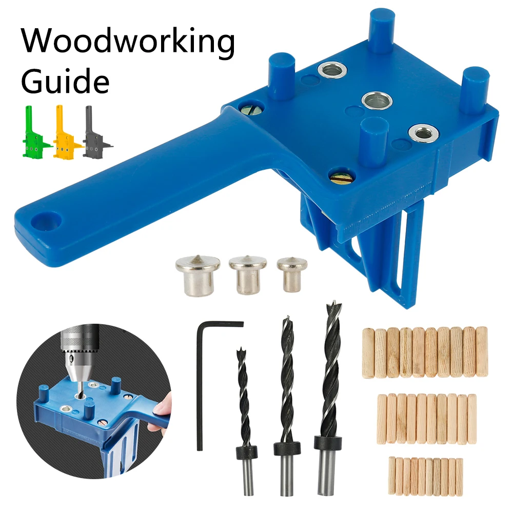 

Dowel Jig Kit Woodworking Drill Guide Set Fits 6/8/10mm Drill Bits Wood Drilling Straight Hole Drill Guide Woodworking Hand Tool