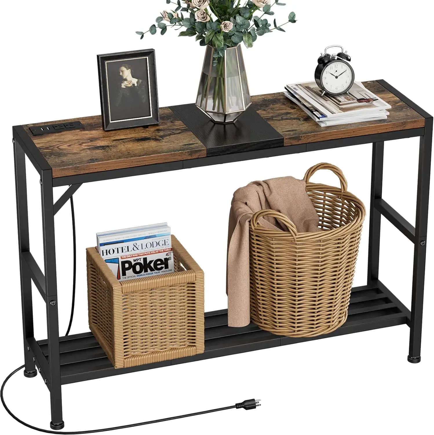 Table Sofa Table with Power Outlet, 41.3" Entryway Table with Shelves, Entrance Table for Entryway, Living Room, Foyer, Corr Con
Table Sofa Table with Power Outlet, 41.3" Entryway Table with Shelves, Entrance Table for Entryway, Living Room, Foyer, Corr Con