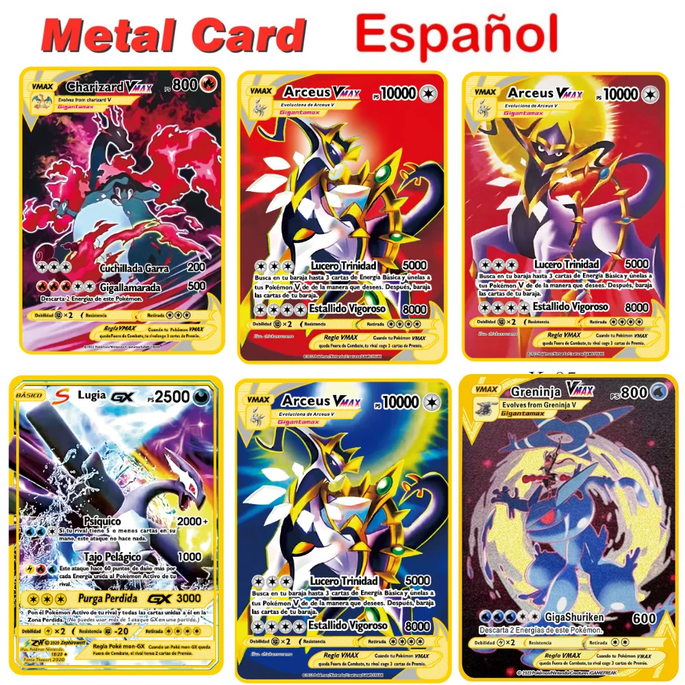 10000 ps Arceus Vmax pokemon Card Metal Spanish Card Pikachu Charizard VSTAR Golden Limited Children 's gift Game Collection Car
10000 ps Arceus Vmax pokemon Card Metal Spanish Card Pikachu Charizard VSTAR Golden Limited Children 's gift Game Collection Car