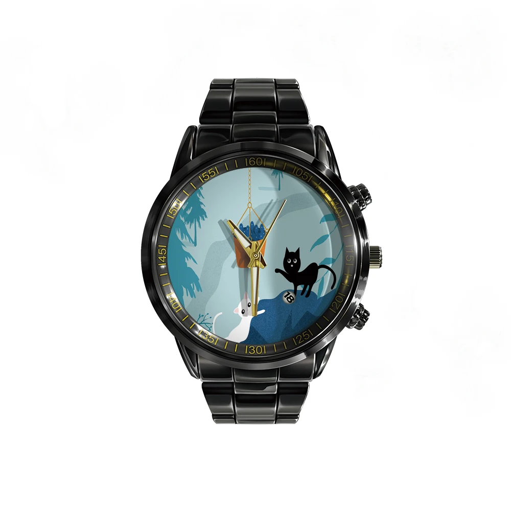 Casual Steel Band Quartz Watch with Calendar, Cartoon Animal Cat Dial Print, Men's Watch as Gift
Casual Steel Band Quartz Watch with Calendar, Cartoon Animal Cat Dial Print, Men's Watch as Gift