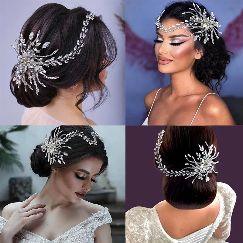

Wedding Hair Accessories Flower Hair Clips For Women Fashion Crystal Bride Headdress Hairpin Faux Pearl Hair Combs Girls Jewelry