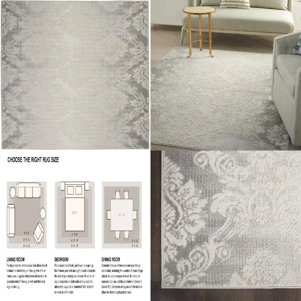 Elegant Ivory and Grey Damask Area Rug (5x7) for a Beautiful Look in Your Home - 5'3" x 7'3"
Elegant Ivory and Grey Damask Area Rug (5x7) for a Beautiful Look in Your Home - 5'3" x 7'3"