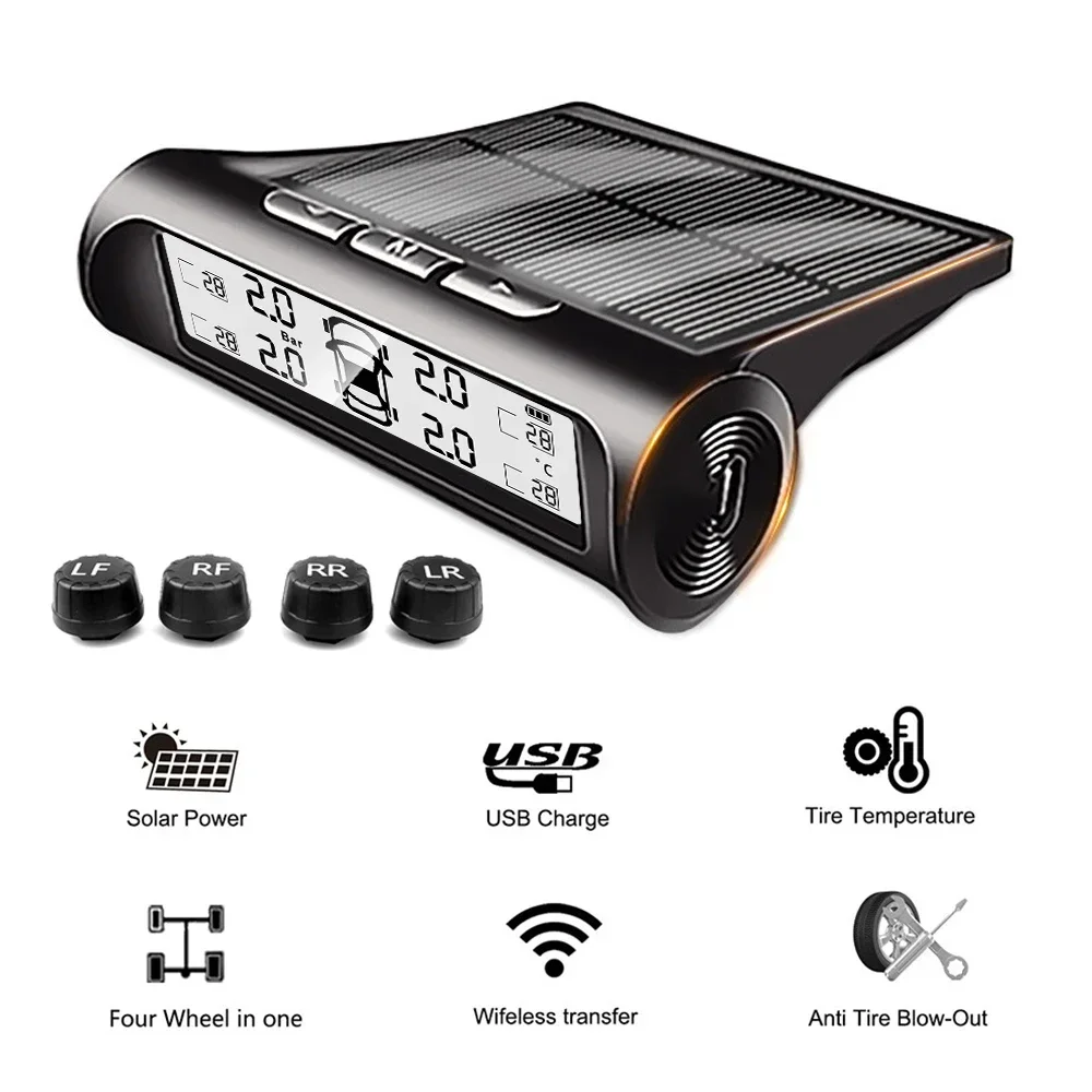 Умная солнечная система контроля давления в шинах TPMS, 4-сенсорный дисплей, солнечный интеллектуальный автомобильный манометр для измерения давления в шинах
Умная солнечная система контроля давления в шинах TPMS, 4-сенсорный дисплей, солнечный интеллектуальный автомобильный манометр для измерения давления в шинах