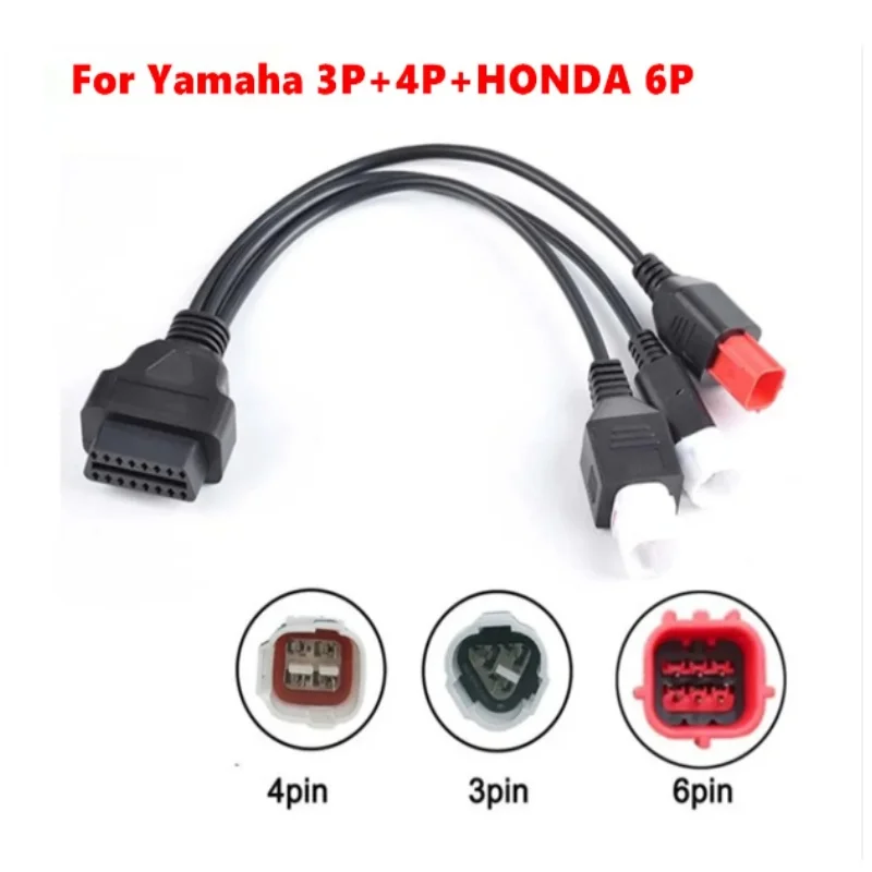 OBD-кабель-адаптер 3 в 1 для мотоцикла Yamaha 3-контактный + 4-контактный и 6-контактный разъем для Honda на 16-контактный OBD2 Женский удлинительный кабель двигателя 
OBD-кабель-адаптер 3 в 1 для мотоцикла Yamaha 3-контактный + 4-контактный и 6-контактный разъем для Honda на 16-контактный OBD2 Женский удлинительный кабель двигателя