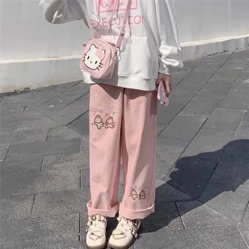 Women's Casual Baggy Cartoon Korean Fashion Corduroy Pants Harajuku Streetwear Kawaii Pink High Waist Leg Sweat Sweet Trousers
Women's Casual Baggy Cartoon Korean Fashion Corduroy Pants Harajuku Streetwear Kawaii Pink High Waist Leg Sweat Sweet Trousers