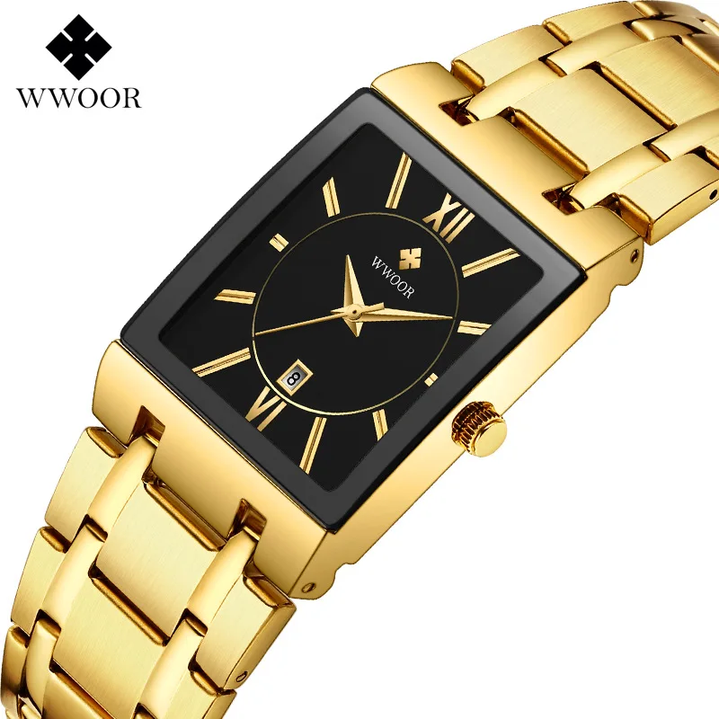 WWOOR Luxury Brand Men's Business Square Quartz Watches Fashion Stainless Steel Band Waterproof Calendar Wristwatch Male Clock
WWOOR Luxury Brand Men's Business Square Quartz Watches Fashion Stainless Steel Band Waterproof Calendar Wristwatch Male Clock