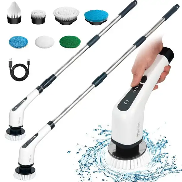 Electric Spin Scrubber, Electric Bathroom Cleaning Brush, Upgraded Version with 7 Replacement Brush Heads and Extension Handle
Electric Spin Scrubber, Electric Bathroom Cleaning Brush, Upgraded Version with 7 Replacement Brush Heads and Extension Handle