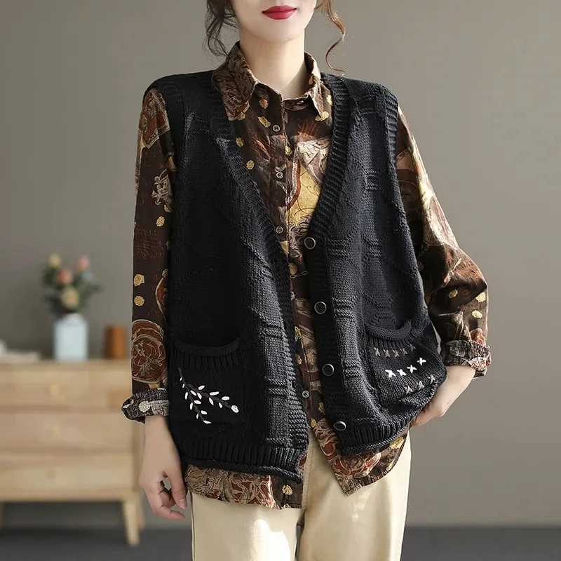 Yasuk All Season Casual Vest Women's Loose Knitted Top Sweater Gentle Versatile Retro Solid Color Cardiganr Flower Sweater Warm
Yasuk All Season Casual Vest Women's Loose Knitted Top Sweater Gentle Versatile Retro Solid Color Cardiganr Flower Sweater Warm