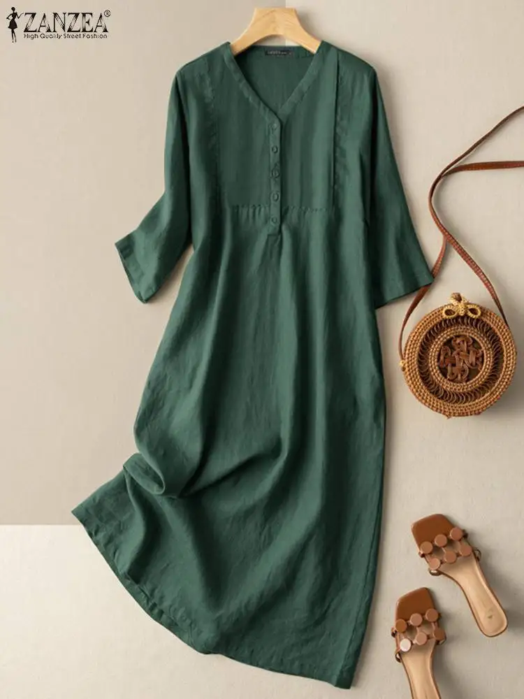 ZANZEA Women Fashion Casual Solid V Neck Vestidos Elegant Holiday Loose Sundress Oversized Vintage Long Dresses 2023 Robes Femme
ZANZEA Women Fashion Casual Solid V Neck Vestidos Elegant Holiday Loose Sundress Oversized Vintage Long Dresses 2023 Robes Femme