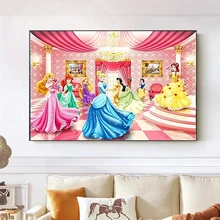 Home Decoration Canvas Paintings Wall Art Disney Princess Poster Cartoon Girl Modular Picture No Frame For Bedside Background
