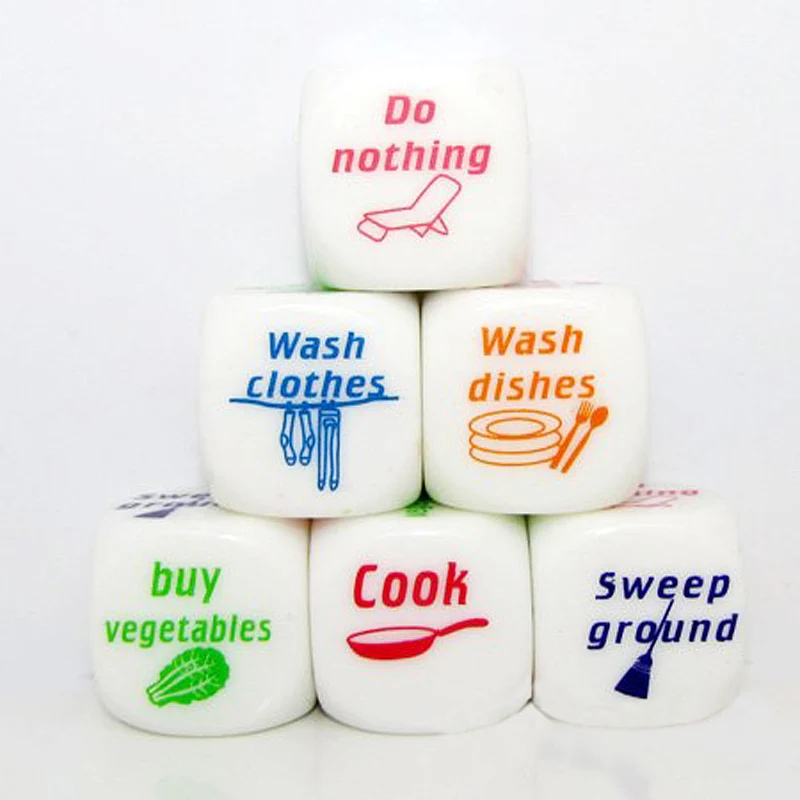 

Hot Selling New 1Pcs X 6 Side Funny Couples Families Housework Distribution Party Drink Decider Dice Game
