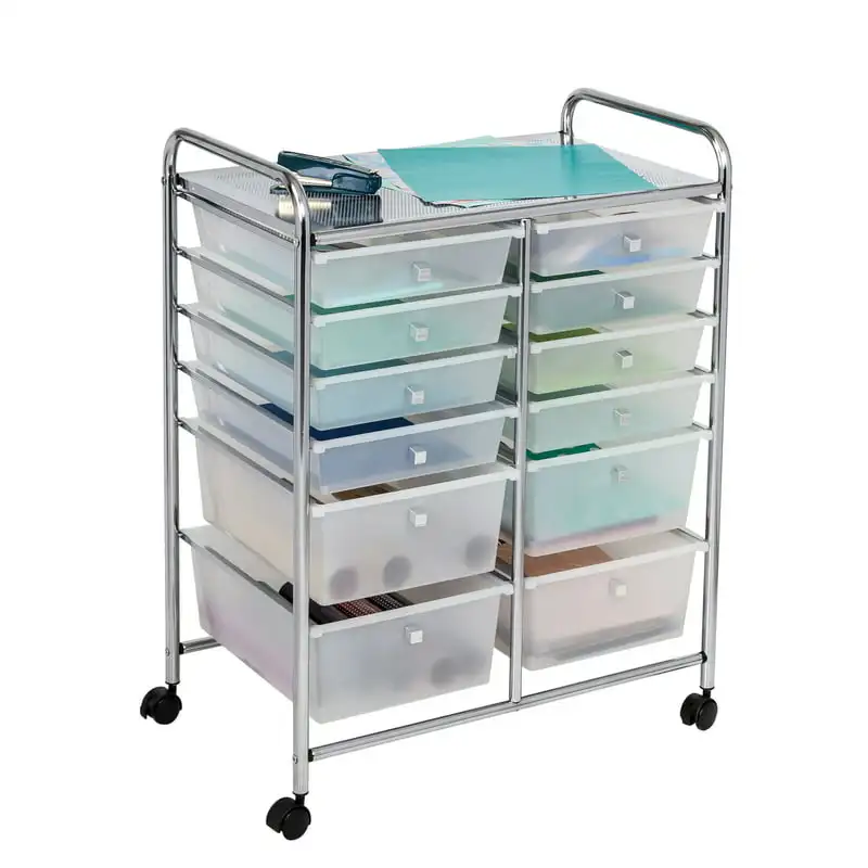 

Can Do 12-Drawer Rolling Craft Storage Or Office Cart, Chrome Shower caddy portable Caddy organizer Shelf Bathroom shelves Bathr