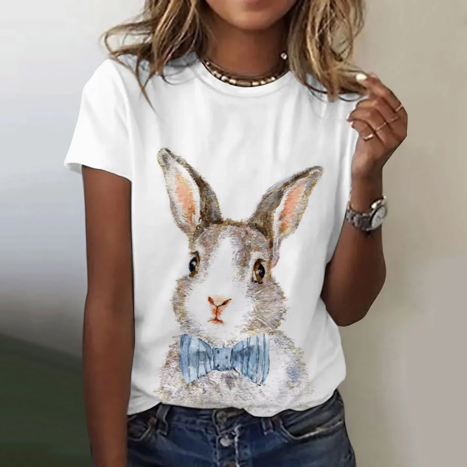 Womens Spring Summer Rabbit Printed Short Sleeve O Neck T Shirt Top Womens T Shirt Casual Shirts for Women Summer Space Short
Womens Spring Summer Rabbit Printed Short Sleeve O Neck T Shirt Top Womens T Shirt Casual Shirts for Women Summer Space Short