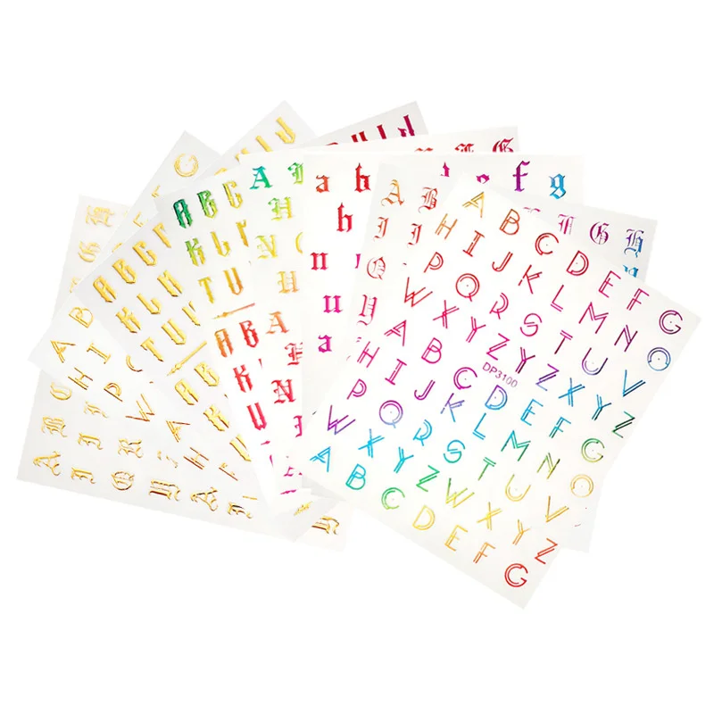 1Pcs 3D Gold Letters Nail Art Stickers Colorful Number/Words/Character Nail Decals DIY Self-Adhesive Nail Stickers Decorations
1Pcs 3D Gold Letters Nail Art Stickers Colorful Number/Words/Character Nail Decals DIY Self-Adhesive Nail Stickers Decorations
