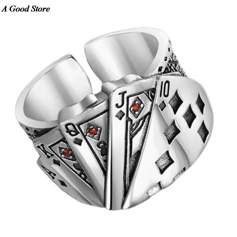 Vintage Distressed Straight Flush Playing Card Ring Resizable Hiphop Rock Street Culture Fashion Trendy Man Jewelry Gift
Vintage Distressed Straight Flush Playing Card Ring Resizable Hiphop Rock Street Culture Fashion Trendy Man Jewelry Gift
