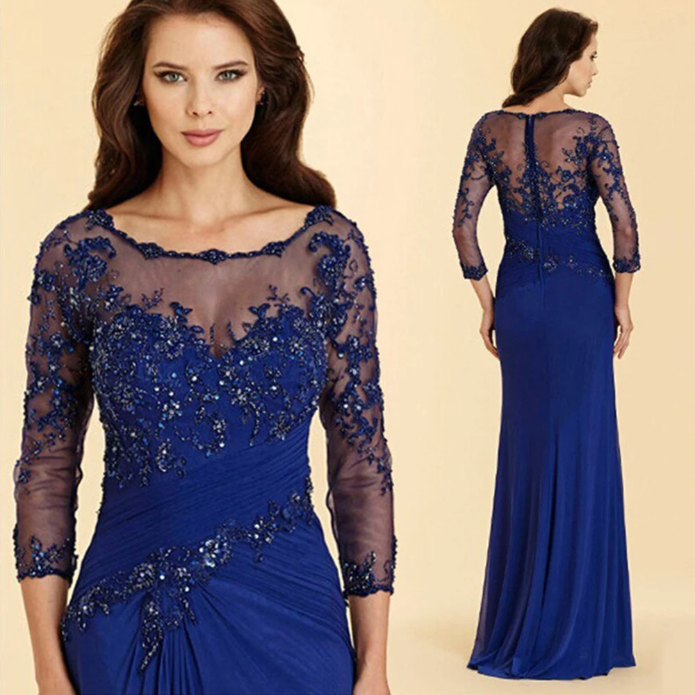 Royal Blue Mother of the Bride Dresses Delicate Applique 3/4 Sleeves Wedding Guest Gowns Pleat Chiffon Floor Length Elegant Gown
Royal Blue Mother of the Bride Dresses Delicate Applique 3/4 Sleeves Wedding Guest Gowns Pleat Chiffon Floor Length Elegant Gown