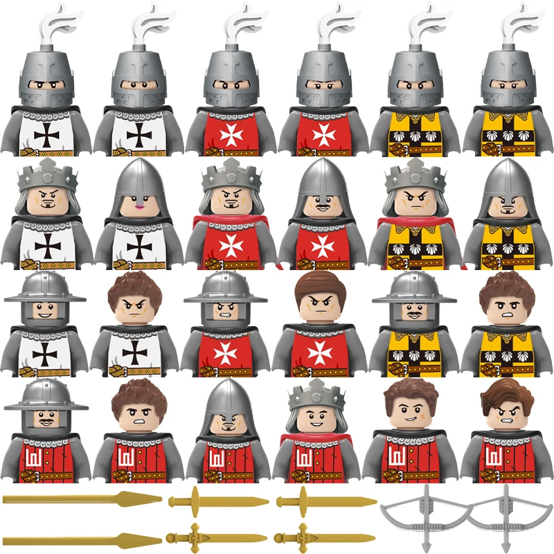 

Конструктор фигурка средневековых солдат, аксессуары для старых римских рыцарей, мечи, щипцы, лук, оружие, военные кирпичи, подарки, игрушки