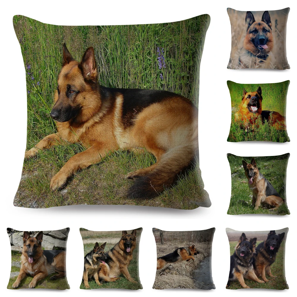 

German Shepherd Dog Pillow Case Decorative Pet Animal Cushion Cover for Car Sofa Home Children Room Polyester Pillowcase