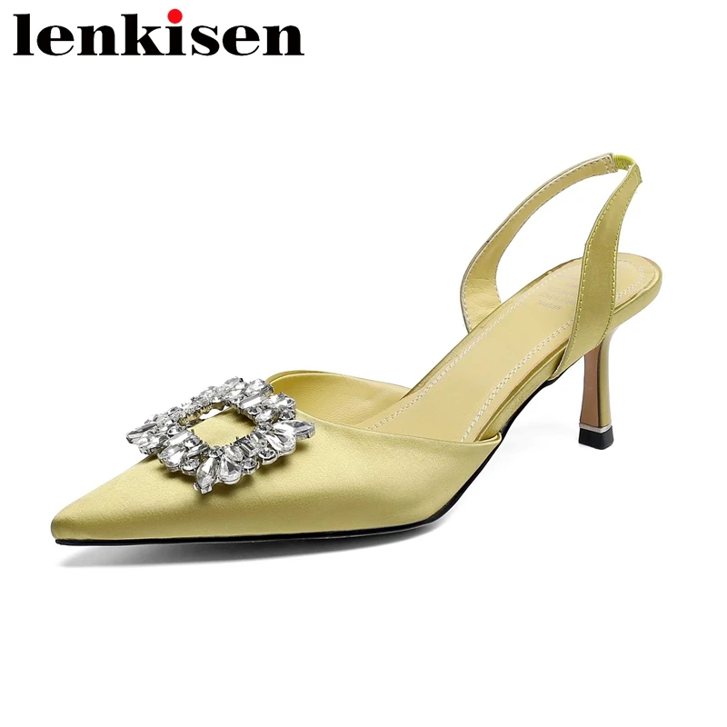 Lenkisen 2022 Silk Pointed Toe Thin High Heel Rhinestone Decoration French Romantic Beauty Girls Evening Party Women Sandals L66
Lenkisen 2022 Silk Pointed Toe Thin High Heel Rhinestone Decoration French Romantic Beauty Girls Evening Party Women Sandals L66