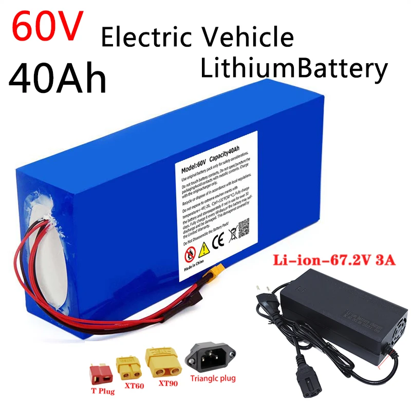 60V 40AH Electric Bike 18650 Battery for Scooter Motorcycle 67.2V 3000W Rechargeable Battery with Same Port BMS+3A Charger
60V 40AH Electric Bike 18650 Battery for Scooter Motorcycle 67.2V 3000W Rechargeable Battery with Same Port BMS+3A Charger