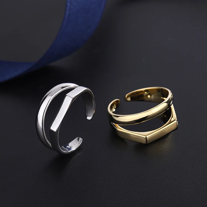 Korea S999 Sterling Silver Double-layer Ring Fashion Ins Cool Wind Opening Geometric Ring Couple Ring
Korea S999 Sterling Silver Double-layer Ring Fashion Ins Cool Wind Opening Geometric Ring Couple Ring
