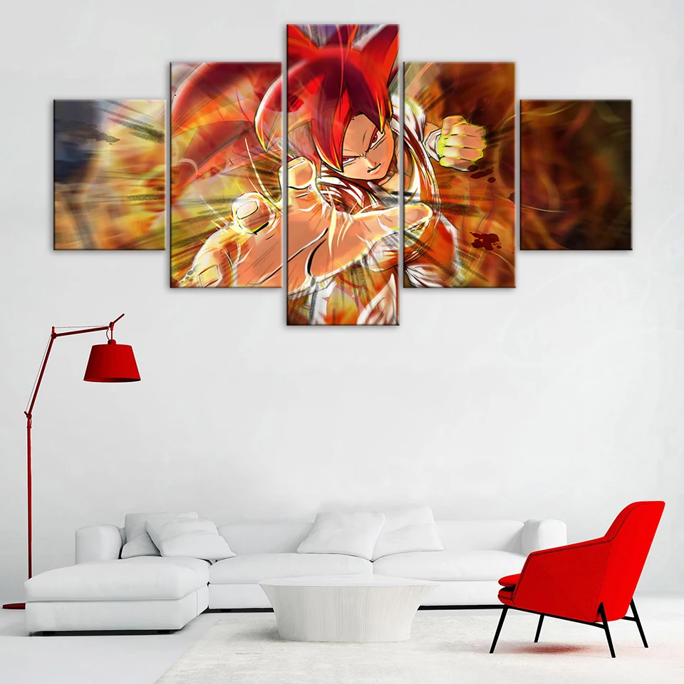 Wall Art 5 Pieces Super Saiyan God Goku Canvas Paintings Print Classic Anime Dragon Ball Modular Picture Home Decor Poster Frame
Wall Art 5 Pieces Super Saiyan God Goku Canvas Paintings Print Classic Anime Dragon Ball Modular Picture Home Decor Poster Frame