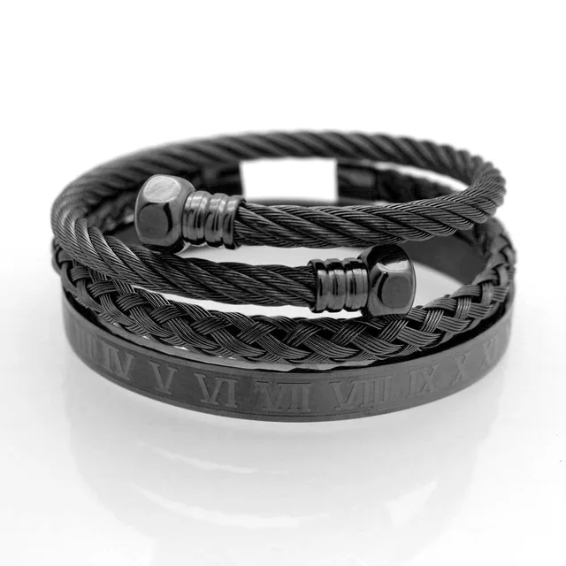 

Fashion Black Color Titanium Clasp Twisted Black Cuff Cable Bangles Bracelets Jewelry Men Women Gift