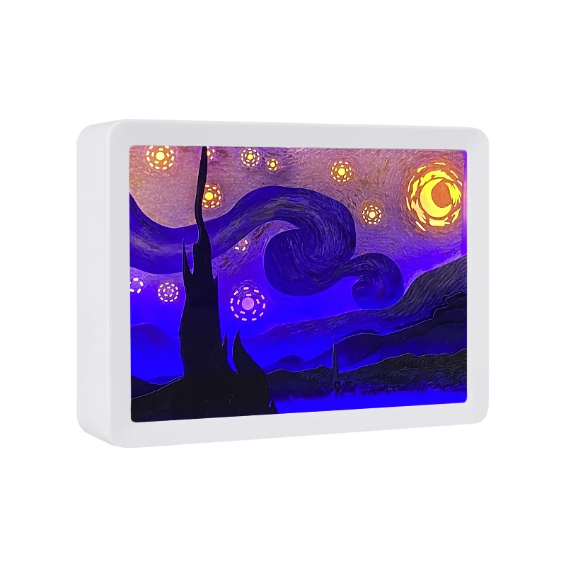Shadow Box Frame 3D Led Night Lights Van Gogh'S Starry Painting Frame Fairy Lights Fancy Lighting Table Lamp Wedding Decoration
Shadow Box Frame 3D Led Night Lights Van Gogh'S Starry Painting Frame Fairy Lights Fancy Lighting Table Lamp Wedding Decoration