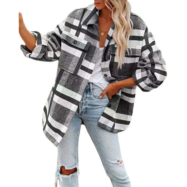Plaid Shirt Coats Women Oversize Autumn Winter Woolen Jacket Lapel Collar Single Breasted Loose Coat Female Long Sleeve Outwear
Plaid Shirt Coats Women Oversize Autumn Winter Woolen Jacket Lapel Collar Single Breasted Loose Coat Female Long Sleeve Outwear