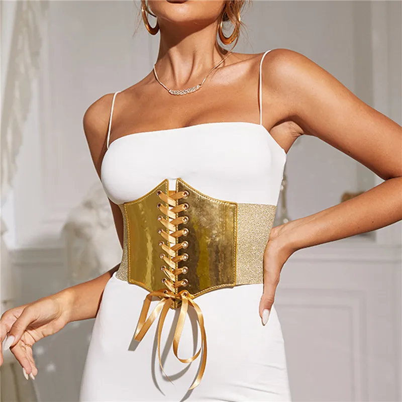 

Модный Эластичный Золотой корсет, широкий пояс для женщин, роскошный брендовый дизайнерский пояс на талии, женское платье, юбка, пальто, декоративный пояс