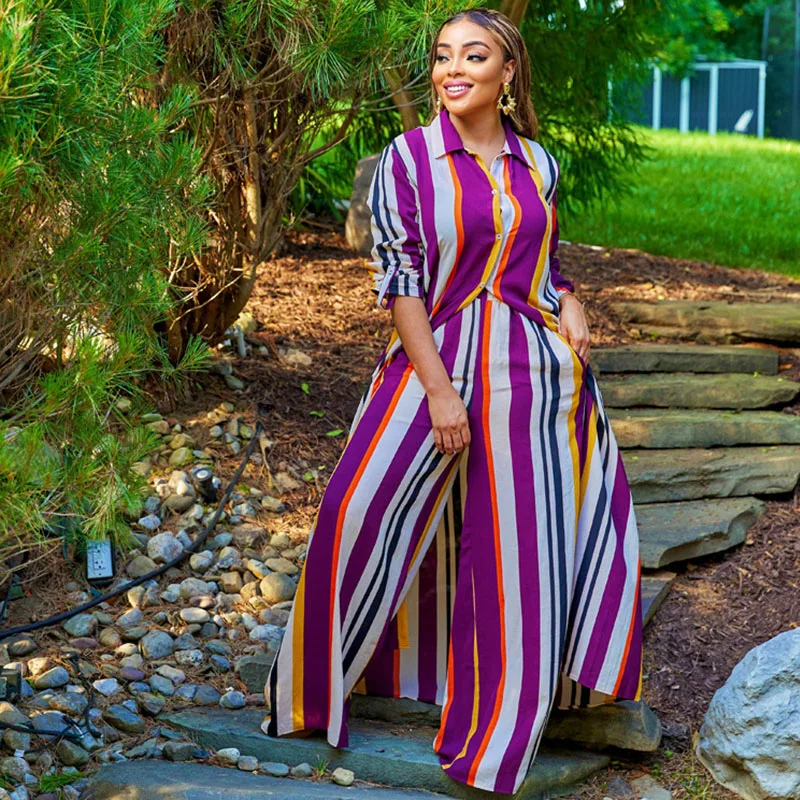 Autumn Winter Striped Print Two Piece Set Women Matching Sets X-long Shirt Top + Wide Leg Pants Suits Elegant Party Club Outfits
Autumn Winter Striped Print Two Piece Set Women Matching Sets X-long Shirt Top + Wide Leg Pants Suits Elegant Party Club Outfits