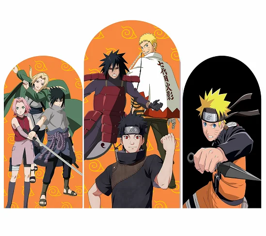 

Bandai Naruto Anime Backdrop Doubleside Arch Photography Background Polyester Kids Birthday Party Decoration Custom Studio Props