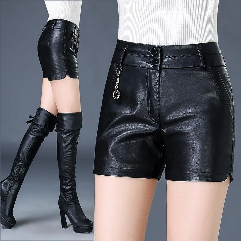 2023 Shorts Women High Waist PU Leather Shorts Women's Black Spring Autumn And Winter Straight Leather Pants Boot Pants Ropa Muj 
2023 Shorts Women High Waist PU Leather Shorts Women's Black Spring Autumn And Winter Straight Leather Pants Boot Pants Ropa Muj