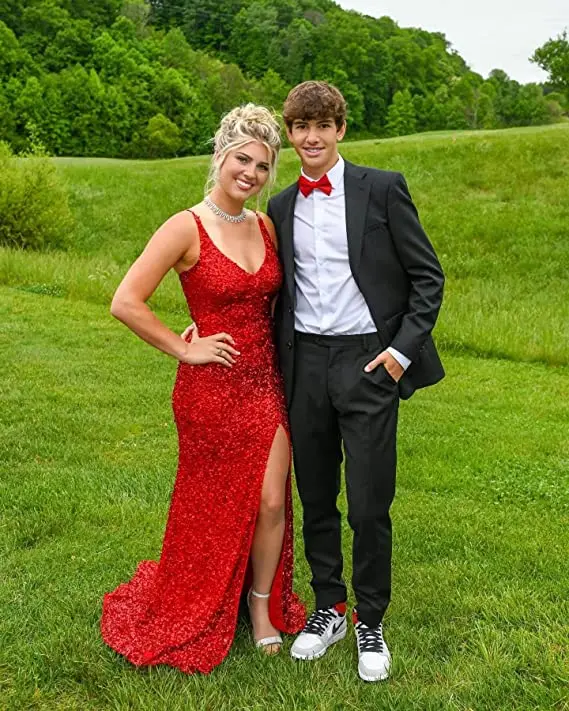 Normicel Red Sequined Mermaid Evening Dresses High Slit Robes de soirée V-neck Sexy Backless Formal Party Gowns for Women
Normicel Red Sequined Mermaid Evening Dresses High Slit Robes de soirée V-neck Sexy Backless Formal Party Gowns for Women