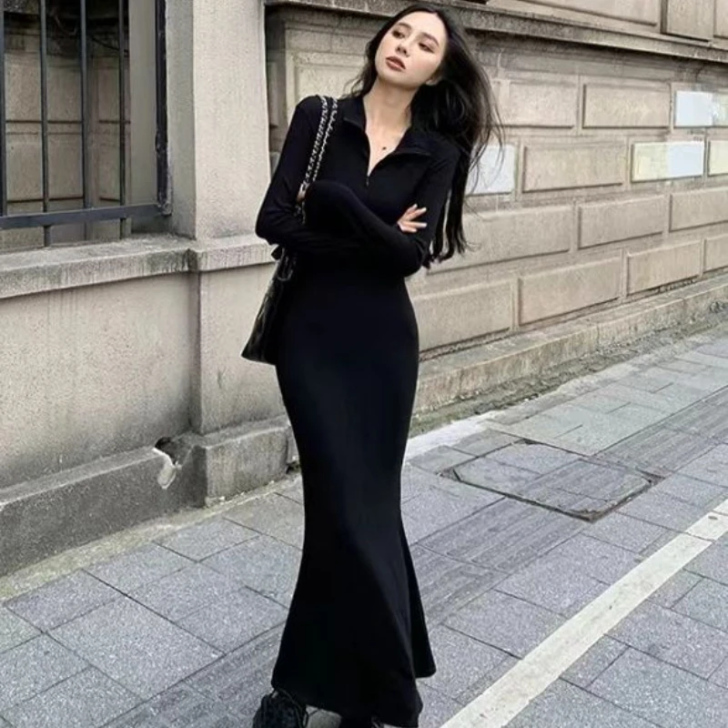 V-neck Polo Dress Vintage Black Retro Evening Party Elegant Wrap Bodycon Long Sleeve Dresses for Women Autumn Fall
V-neck Polo Dress Vintage Black Retro Evening Party Elegant Wrap Bodycon Long Sleeve Dresses for Women Autumn Fall