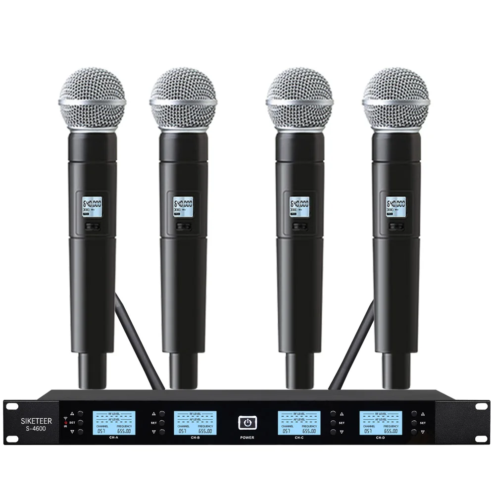 UHF wireless microphone 4-channel all metal shell handheld microphone karaoke microphone family party stage microphone wireless
UHF wireless microphone 4-channel all metal shell handheld microphone karaoke microphone family party stage microphone wireless