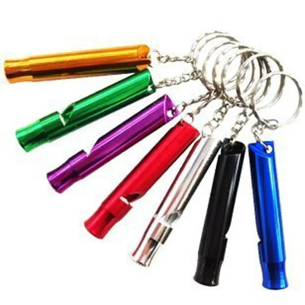 

Colorful Slim and Long Aluminium Whistles with Key Ring Emergency Survival Whistle Hiking Camping Accessory Dog Training Whistle