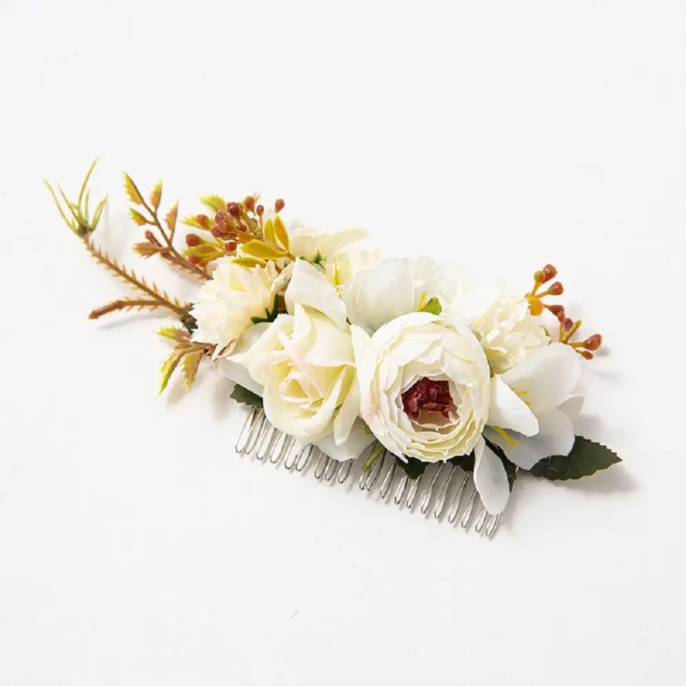 

Cotton material For women Jewelry Red Rose Hairpin Wedding jewelry Brides Hair Comb Rose Flower Hair Pins Retro Combs