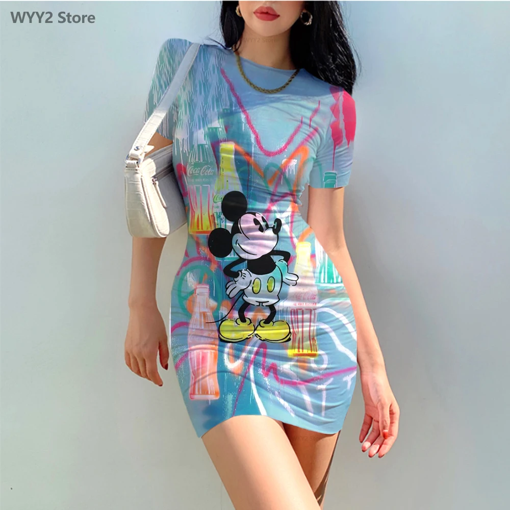 Disney Minnie Tie Dye Print Elegant Pencil Skirt Women's Simple Office Tight Hip Dress Summer Short Sleeve Casual Vestido
Disney Minnie Tie Dye Print Elegant Pencil Skirt Women's Simple Office Tight Hip Dress Summer Short Sleeve Casual Vestido